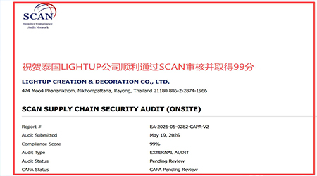 祝賀泰國LIGHTUP公司2026年快速通過SCAN驗廠審核并取得99分